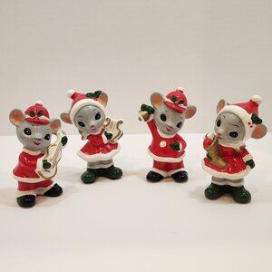 Cute Vintage 60s Napcoware Christmas Carol Mice Set of 4